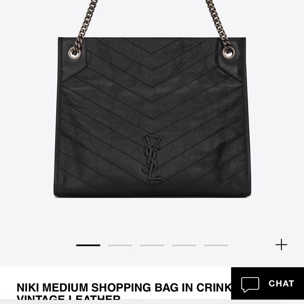 YSL Nikki Medium Shopping Bag in Crinkled Vintage Leather